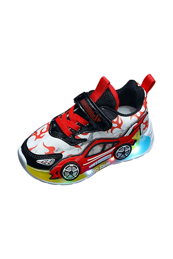 Kids Sneakers Light Up Flashing Shoes Lightweight Shoes for Toddler Baby Boy Girl,Red