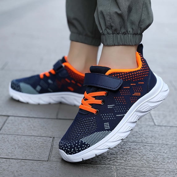 Kids Sneakers for Boys Girls Running Tennis Mesh Shoes (Orange 35)