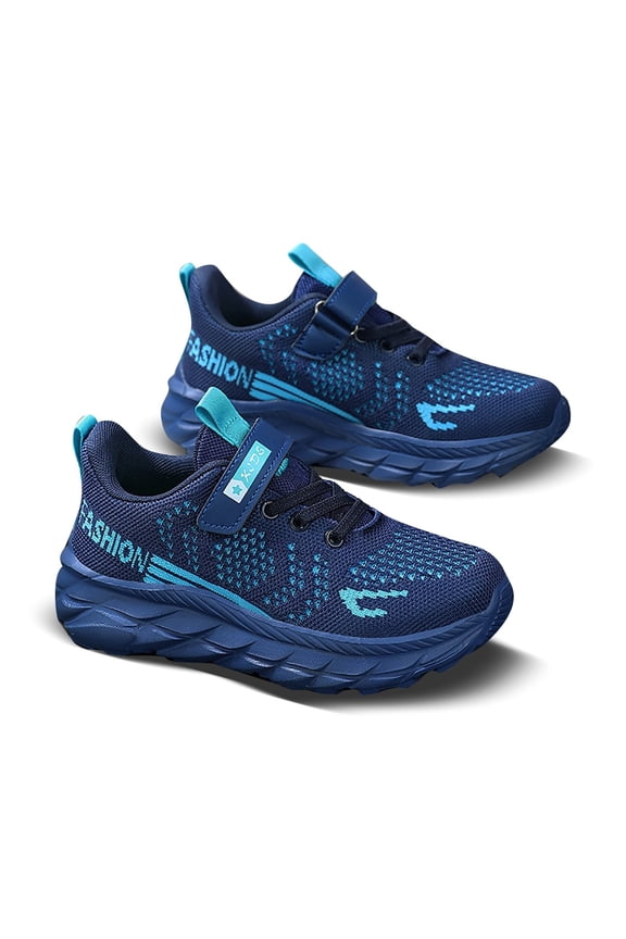 Kids Sneakers for Boys Girls Sports Tennis Breathable Walking Lightweight Running Kid Shoes(Color:Navy,Size:11-12)