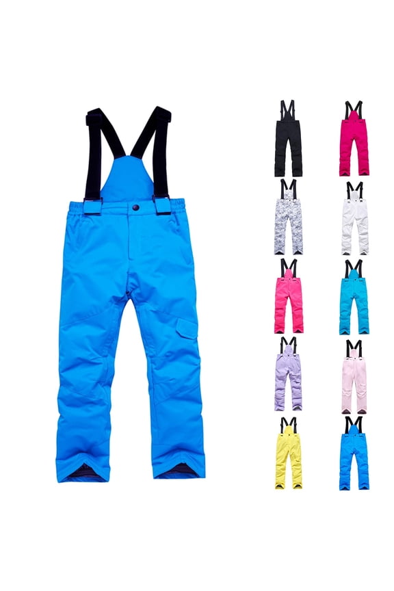 Kids Snow Bibs Girls Boys Ski Bib Pants Insulated Waterproof Winter Overalls Adjustable Quilted Snowboard Jumpsuits Pink M