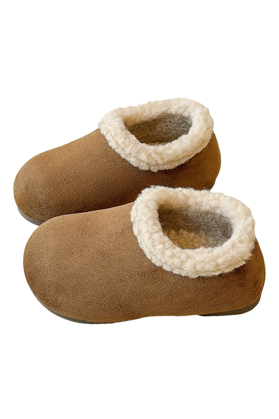 Kids Snow Boots Boys Girls Cute Round Toe Suede Leopard Print Fuzzy Lined Clogs Casual Winter Nonslip Walking Shoes 11 Little Kid Brown