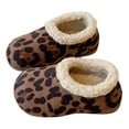 thumbnail image 1 of Kids Snow Boots Boys Girls Cute Round Toe Suede Leopard Print Fuzzy Lined Clogs Casual Winter Nonslip Walking Shoes 6 Toddler Wine, 1 of 4