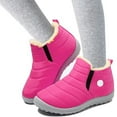 thumbnail image 1 of Kids Snow Boots Slip on Warm Fuzzy Lined Ankle Booties Boys Girls Winter Casual Solid Color Thick Soft Sole Low Top Walking Shoes 11.5 Little Kid Pink, 1 of 4