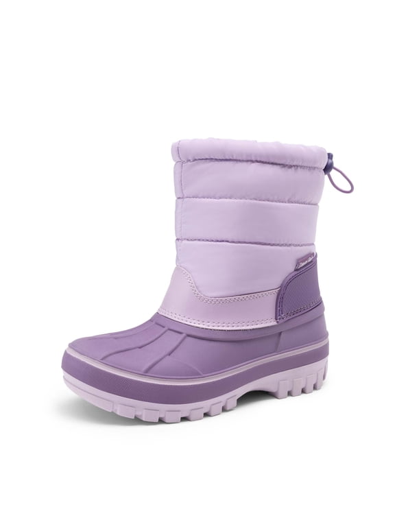 Boys Girls Mid Calf Snow Boots Water-Resistant Winter Boots Anti-Slip Outdoor Shoes for Toddler/Little/Big Kids