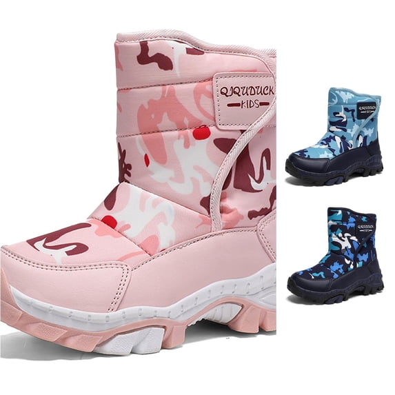 Kids Snow Boots for Boys Girls, Warm Lined Anti Grip Boots, Thick Winter Boots for Outdoor Snow Ice Cold Weather