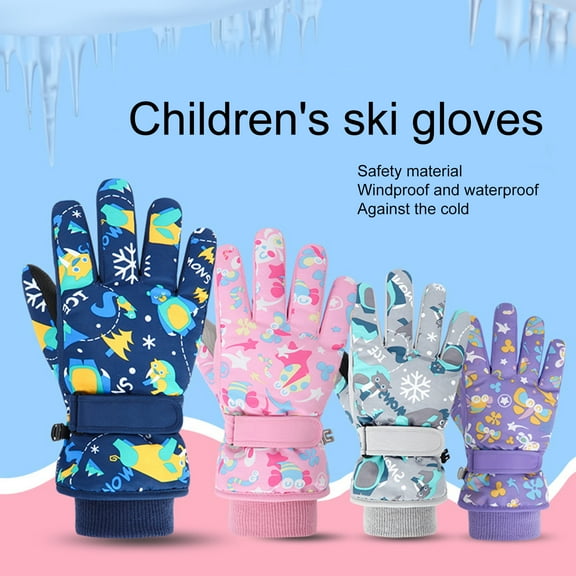 Kids Snow Gloves for Cold Weather Thinsulate Cotton Warm Waterproof Ski Winter Gloves for Boys and Girls