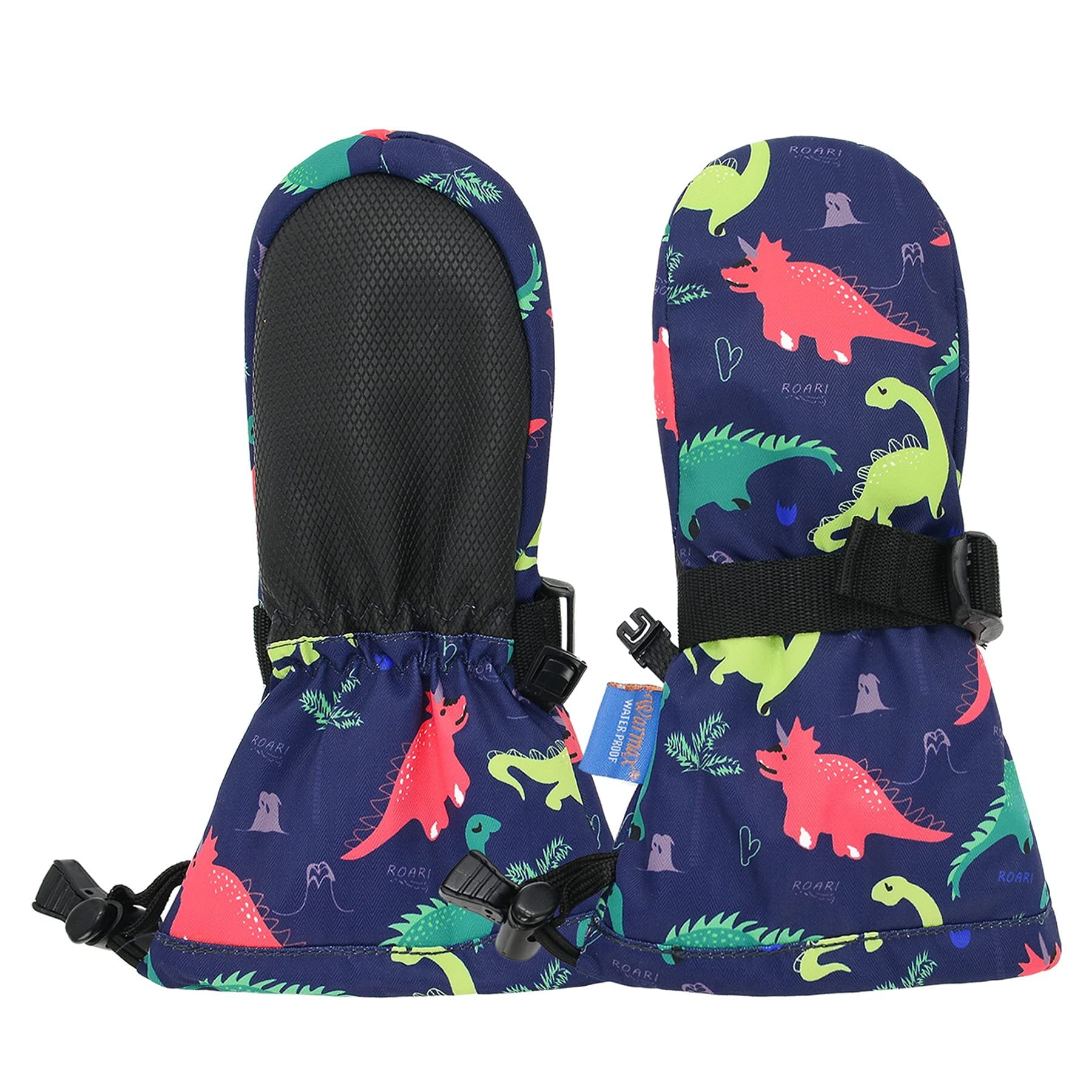 Kids Snow Mittens Waterproof Ski Gloves for Winter Ski Mittens for Toddler Girls Boys Dinosaur