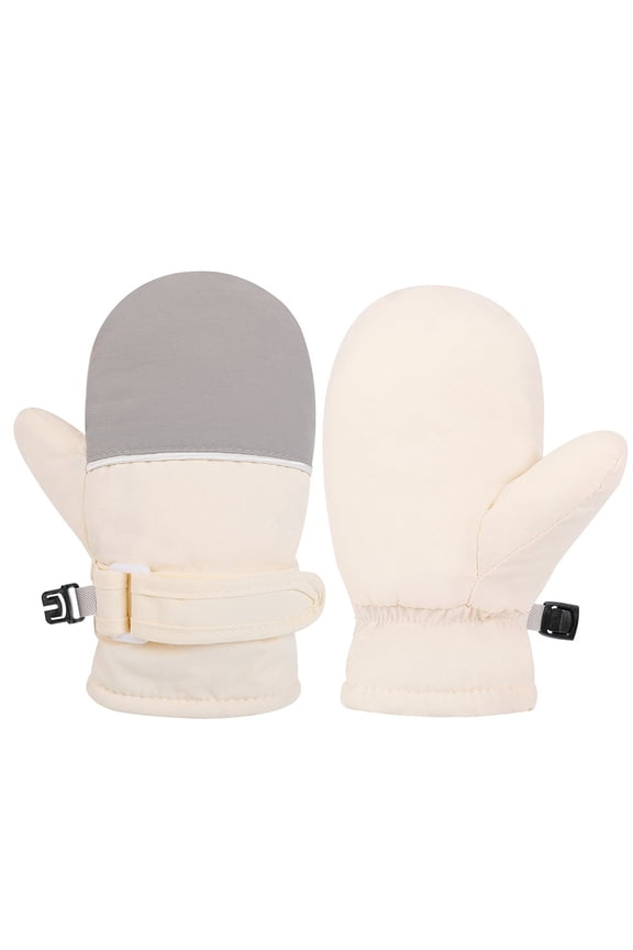 Kids Snow Mittens Waterproof Winter Ski Gloves Warm Thic Snow Gloves For Girls Boys Beige 6 M-24 M