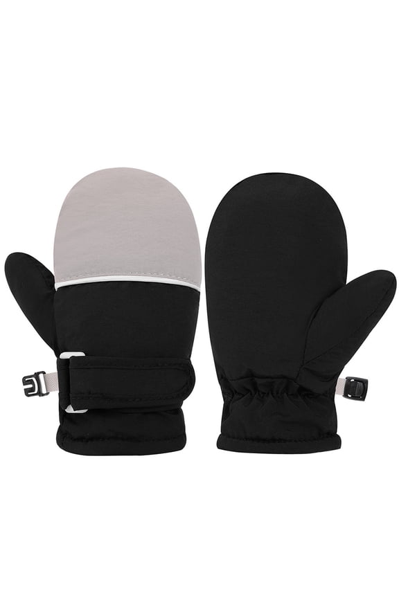 Kids Snow Mittens Waterproof Winter Ski Gloves Warm Thic Snow Gloves For Girls Boys Black 4 Y-10 Y