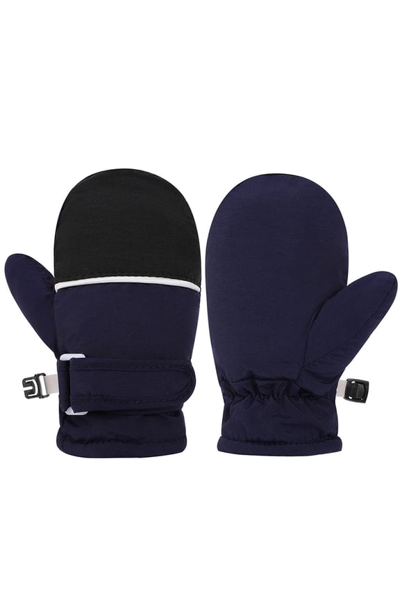 Kids Snow Mittens Waterproof Winter Ski Gloves Warm Thic Snow Gloves For Girls Boys Navy 6 M-24 M