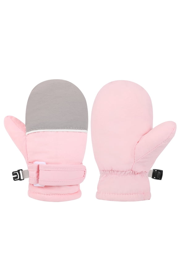 Kids Snow Mittens Waterproof Winter Ski Gloves Warm Thic Snow Gloves For Girls Boys Pink 4 Y-10 Y