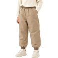 thumbnail image 1 of Kids Snow Pants Boys Girls Winter Ski Pant Thick Lined Warm Long Pants (Khaki), 1 of 5