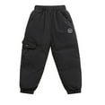 thumbnail image 1 of Kids Snow Pants,Little Girls Boys Solid Snow Pants Thick Winter Warm Kids Pants Activewear Clothes for Snow Play and Outdoor Wear,Snow Pants Kids,01 Black,4-5 Years, 1 of 3