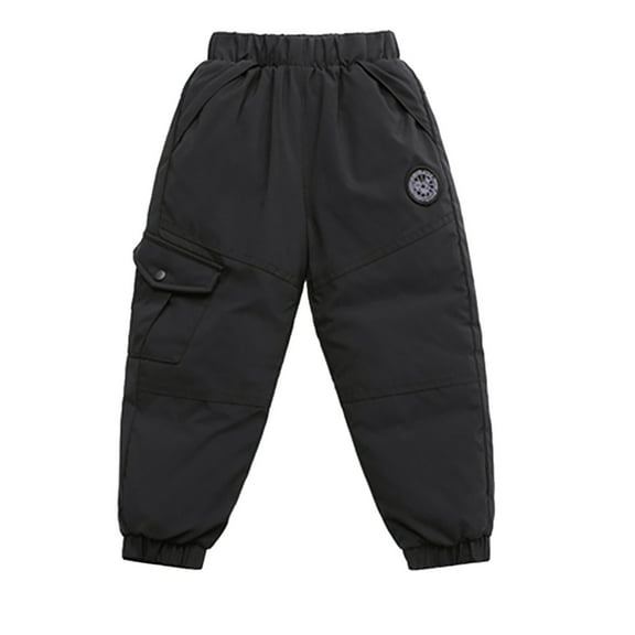 Kids Snow Pants,Little Girls Boys Solid Snow Pants Thick Winter Warm Kids Pants Activewear Clothes for Snow Play and Outdoor Wear,Snow Pants Kids,01 Black,4-5 Years