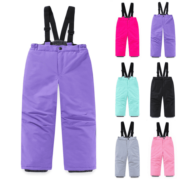 Kids Snow Pants Fleece Lined Waterproof Insulated for Boys Girls Winter Skiing Outdoor Activities Warm Windproof Trousers 5-87 Years
