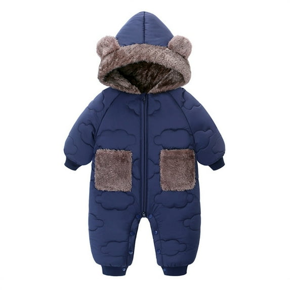 Kids Snow Suit Hooded Jumpsuit Bera Ear Baby Romper Baby Outfits Warm Puffy Coat Jacket Baby Girl Newborn Clothes 2-3 Years