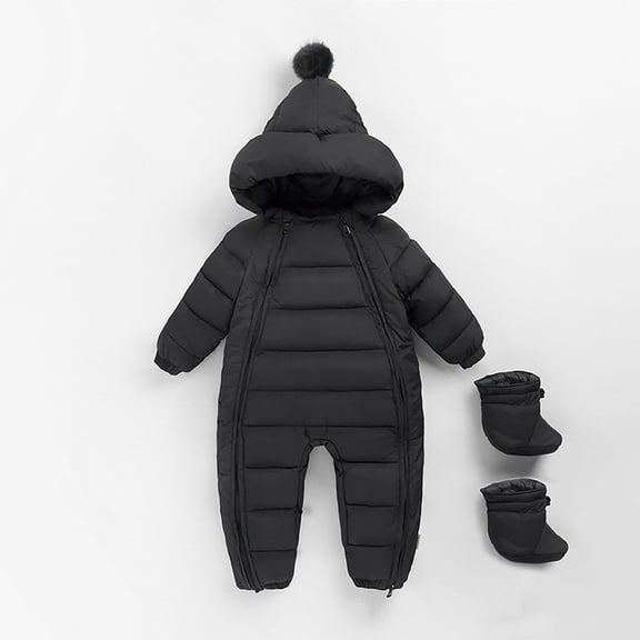 Kids Snow Suit Hooded Jumpsuit Bera Ear Romper Baby Girl Outfit Warm Puffer Jacket Premature Baby Clothes Girl 18-24 Months