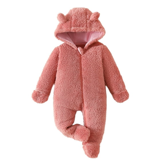 Kids Snow Suit Hooded Jumpsuit Bear Ear Girl Baby Romper Baby Outfits Warm Sleepers 6-9 Months