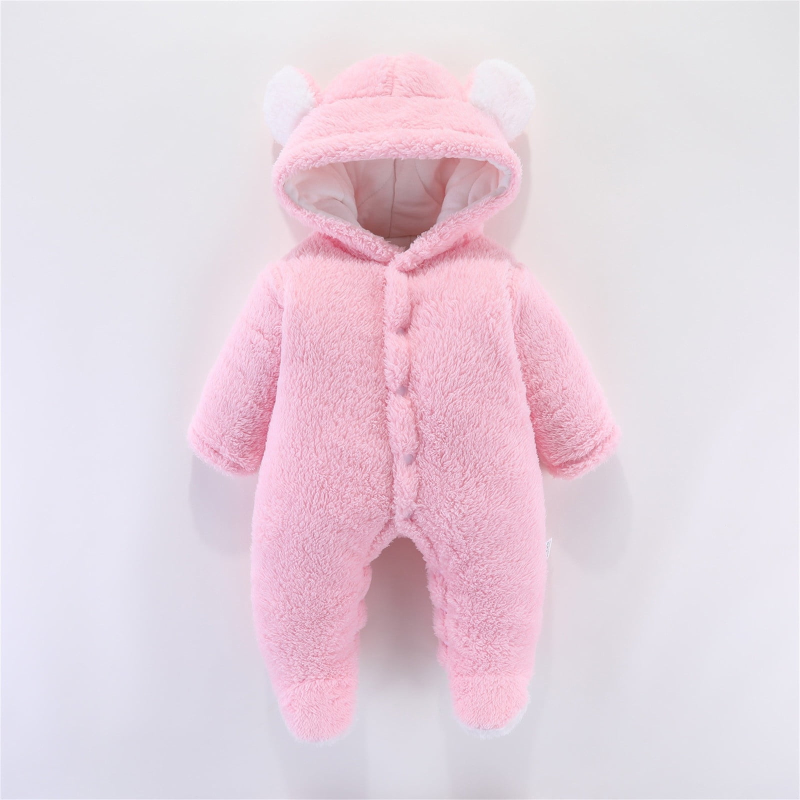 Kids Snow Suit Hooded Jumpsuit Bear Ear Onesies Romper Baby Girl Outfit Warm Preemie Boy Clothes 6-9 Months