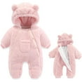 thumbnail image 1 of Kids Snow Suit Hoodie Bear Ear Romper Baby Warm Outfits Girl Premature Baby Clothes Girl 9-12 Months, 1 of 4