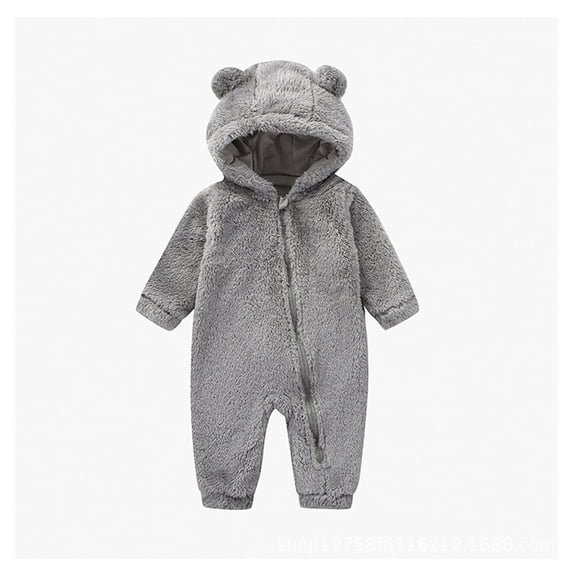 Kids Snow Suit Hoodie Bear Ear Onesies Boy Romper Outfit Warm Baby Onesies 6-9 Months
