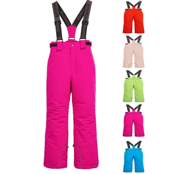 Kids Snowpants Bib Ski Overalls, Unisex Waterproof Windproof Insulated Snow Pants with Adjustable Straps for Boys Girls Winter Snowboarding