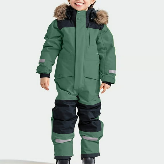 Kids Snowsuit 1-15 Years Old, Girls Boys One Piece Snowsuit Ski Suits Waterproof Jumpsuits Winter Warm Snowboard Coat Outdoor Jackets, 04Mint Green 4 Years