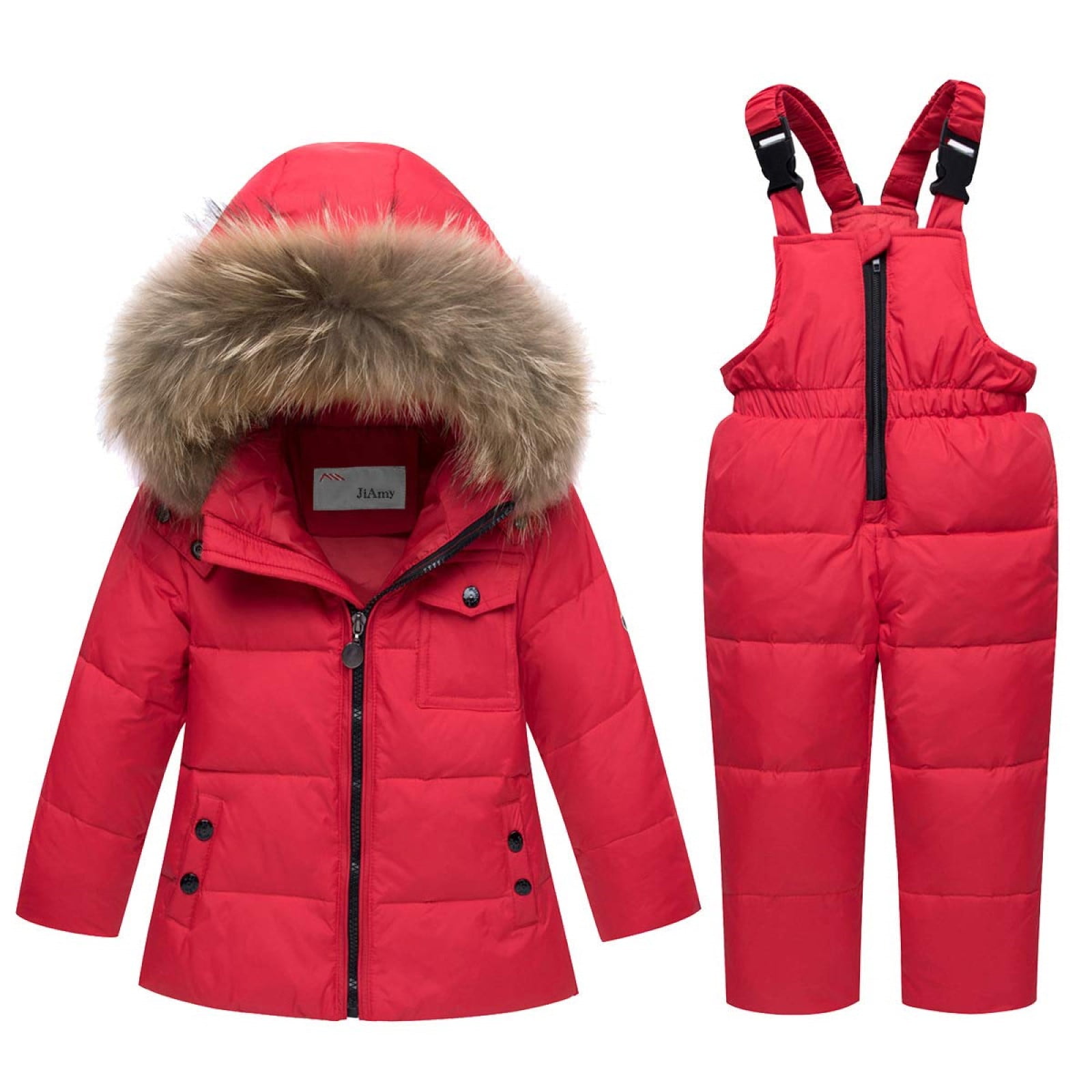 Balipig Kids Winter Puffer Jacket and Snow Pants 2-Piece Snowsuit Down  Skisuit Set Hooded Coat Ski Trousers 1-5 Years