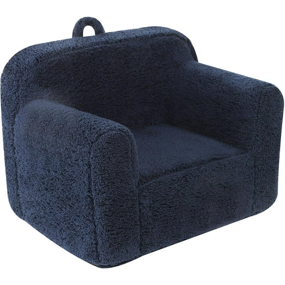 Kids Snuggly-Soft Sherpa Chair, Cuddly Toddler Foam Chair for Boys and Girls, Light Grey