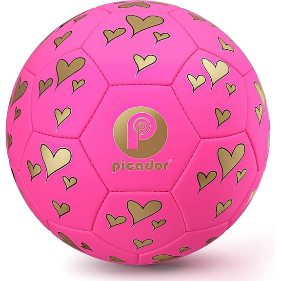 PP PICADOR Pink Heart Cartoon Soccer Ball Toy with Pump, Size 3