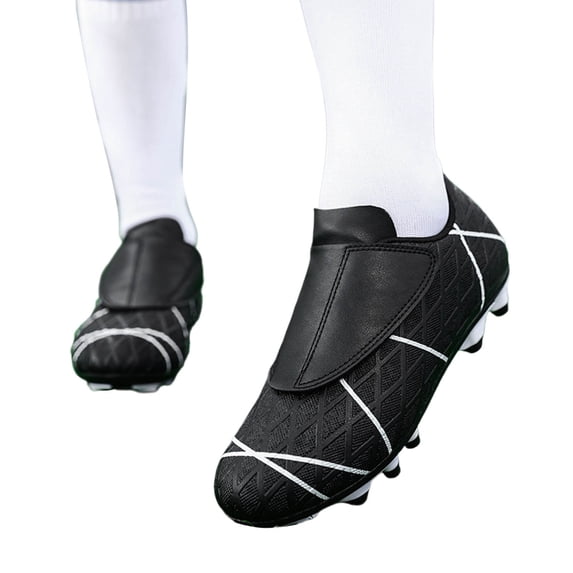 Kids Soccer Cleats, On Elastic Strap Firm Ground Boots, Lightweight Outdoor Training Shoes for Boys Girls Sports