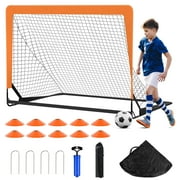 Kids Soccer Goal for Backyard, 4X3 ft Toddler Soccer Nets Training Equipment with Soccer Ball and 10 Soccer Cones, Portable Pop Up Soccer Set for Kids and Youth Games and Training Goals