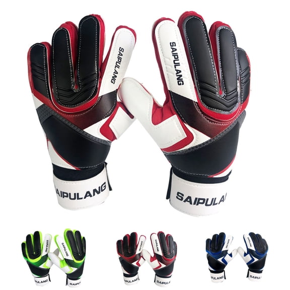 Kids Soccer Goalkeeper Gloves with Finger Protection, Anti Slip PU Training Gloves for Youth Goalies Practice and Matches