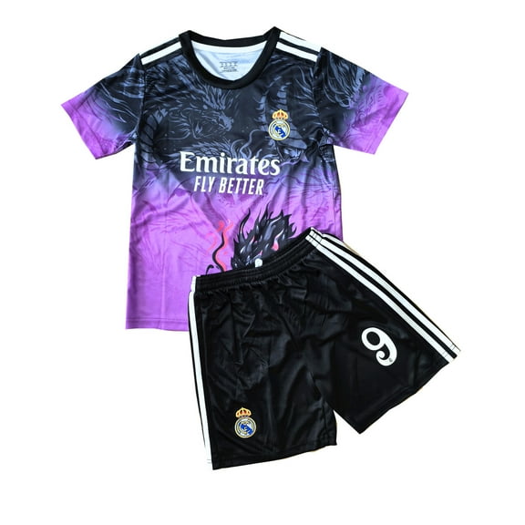 Kids Soccer Jersey Boys Football Uniforms For NO.9 Fan Child Fans Inspired Designs Youths Outfits Purple