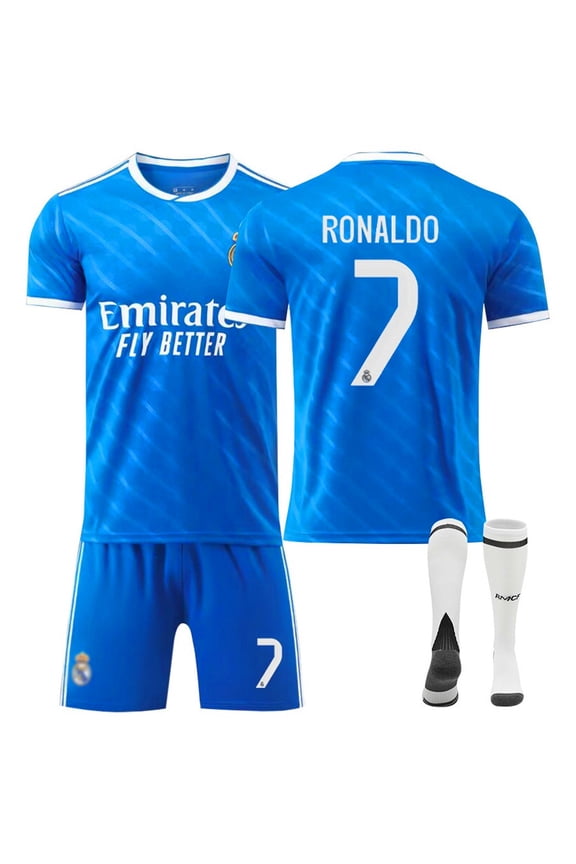 Kids Soccer Jersey NEW Boys Football Uniforms For RO_NALDO Fan Shirt Short Youths Girls Outfit Sets Size 10-11y