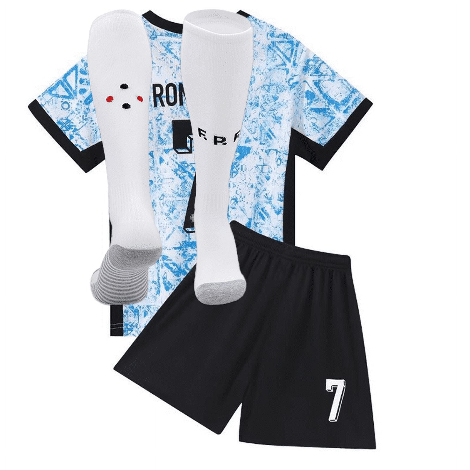 Kids Soccer Jersey for Boys Girls, 3 Piece Set T-shirts Shorts Socks