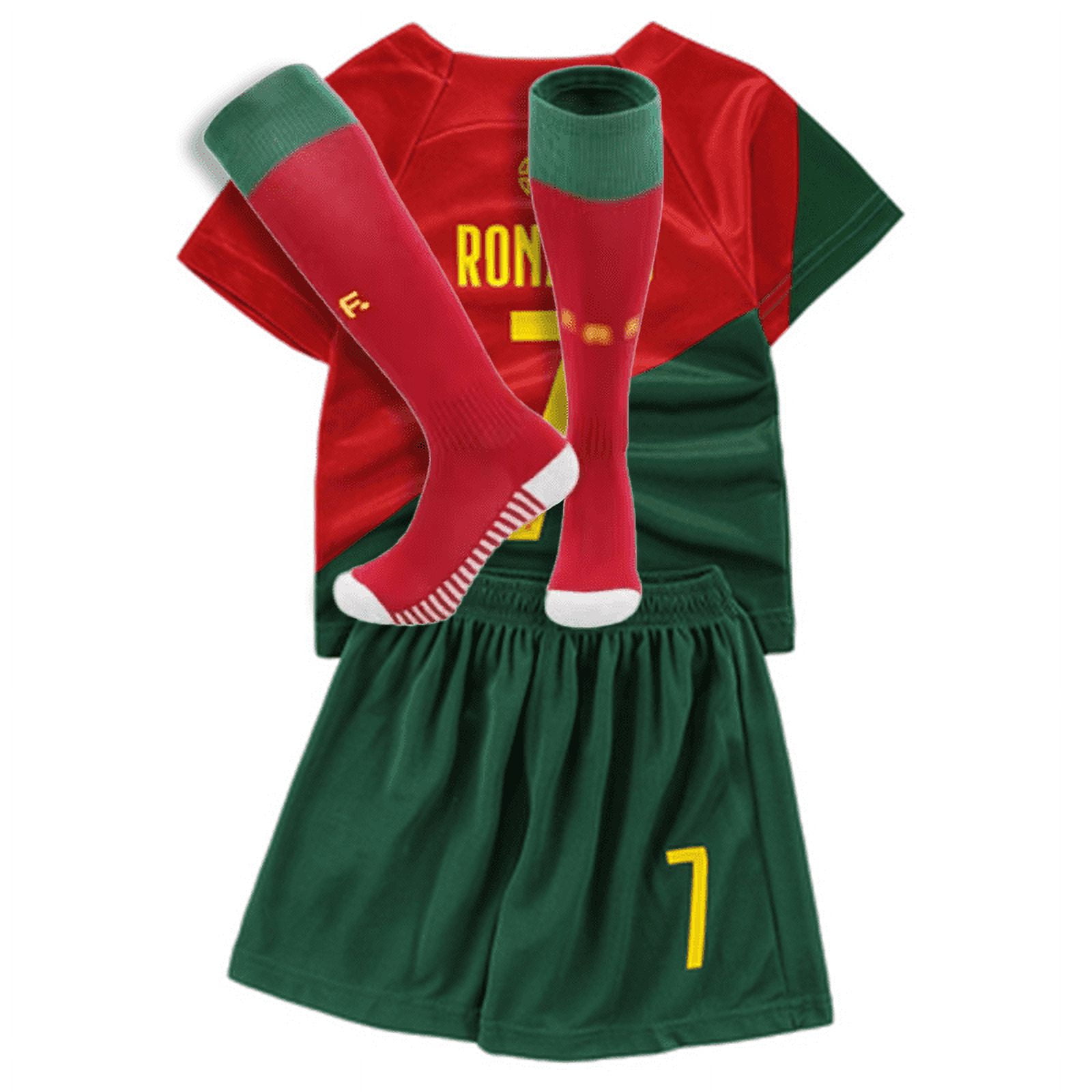 Kids Soccer Jersey for Boys Girls, 3 Piece Set T-shirts Shorts Socks