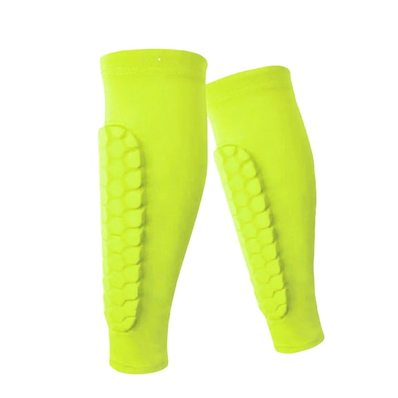 Kids Soccer Shin Guards, Green Shin Guards With Pinch Padding, Lightweight Calf Compression Sleeves - Honeycomb Impact Absorption, Premium Spandex Nylon Blend, Breathable Flexible