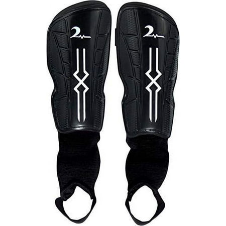 Kids Soccer Shin Guards with Adjustable Straps. Fits Ages 4-7. Black