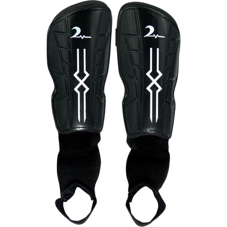 Kids Soccer Shin Guards with Foam Backing & Adjustable Straps. Fits Ages 8-13. Black