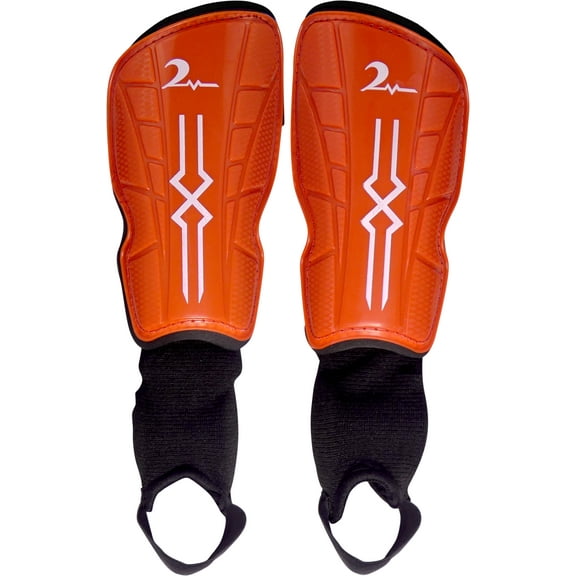 Kids Soccer Shin Guards with Foam Backing & Adjustable Straps. Fits Ages 8-13. Red