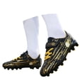 thumbnail image 1 of Kids Soccer Shoes - Boys Football Cleats with Closure Long Studs Youth Training Sneakers for Competition Match Play Outdoor Sports Ages 5-14(Black/28), 1 of 5