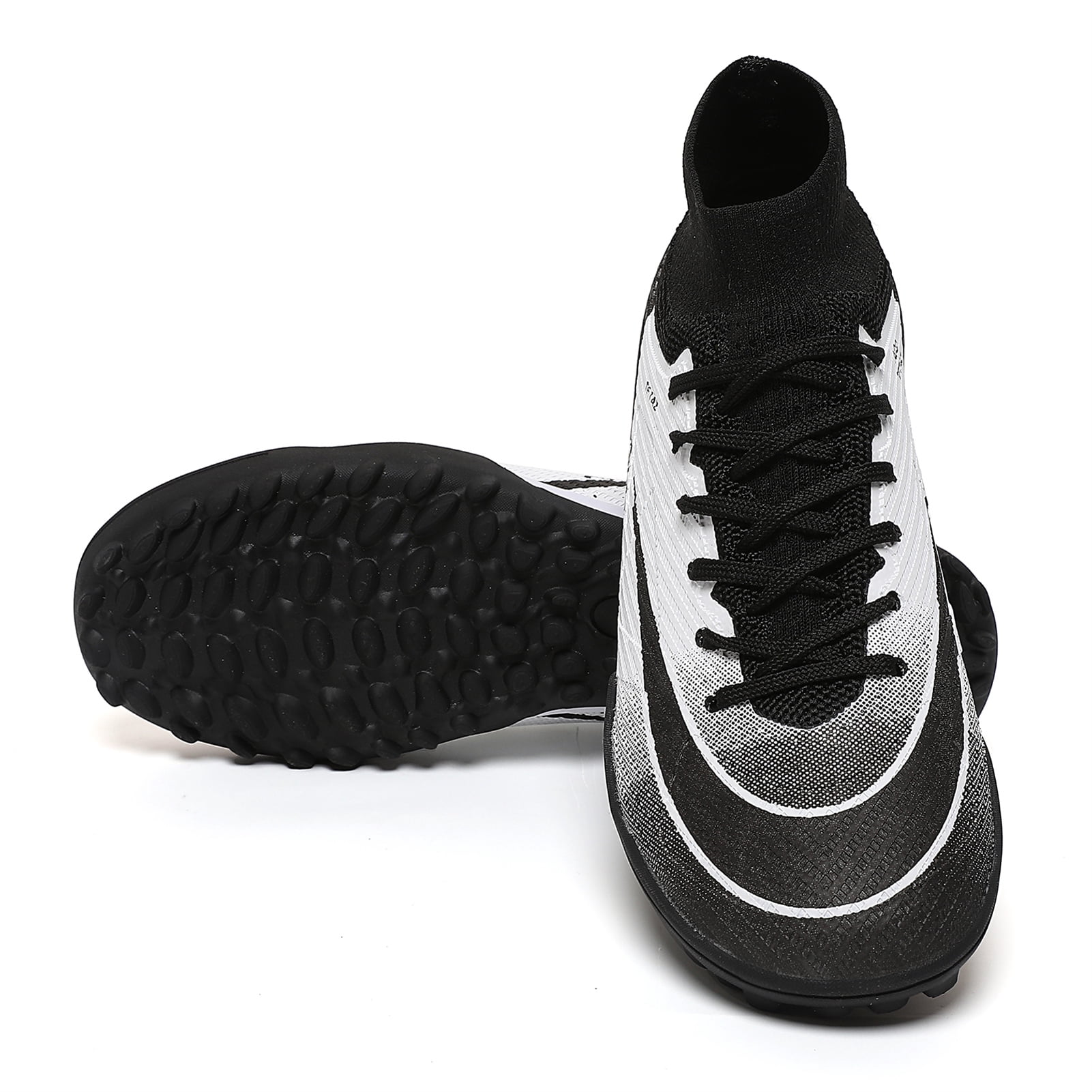 Kids Soccer Shoes Indoor Futsal Turf Big Boys Cleats Youths ACADEMY TF High-Top Football Boots For Athletic Training Grey Size US3