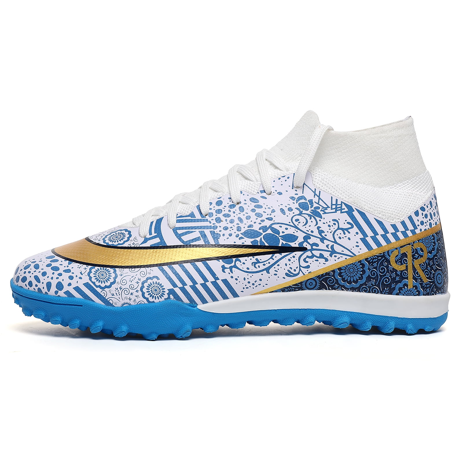 Kids Soccer Shoes Indoor Futsal Turf Big Boys RONALDO Retro Cleats Youths ACADEMY TF High-Top Football Boots For Training Azulejo Size 4