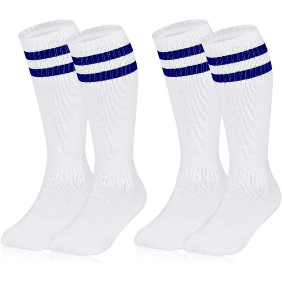 Kids Soccer Socks, 2 Pairs Long Football Socks Knee High Athletic Socks for 7-12 Youth Boys & Girls