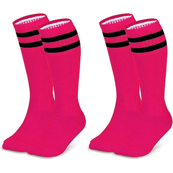 Kids Soccer Socks, 2 Pairs Long Football Socks Knee High Athletic Socks for 7-12 Youth Boys & Girls