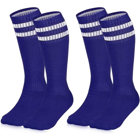Kids Soccer Socks, 2 Pairs Long Football Socks Knee High Athletic Socks for 7-12 Youth Boys & Girls