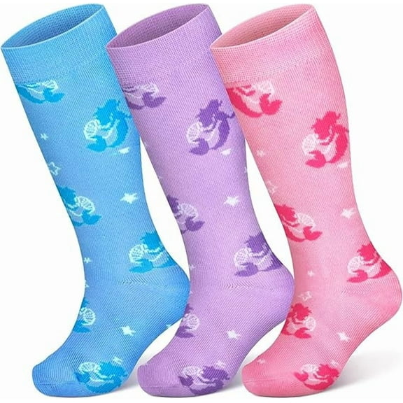 Kids Soccer Socks 3 Pairs Toddler Knee High Soccer Socks Baseball Sock for Girls