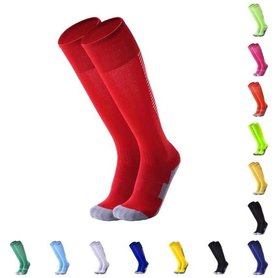 Kids Soccer Socks Stretchy Knee High Tube Colorful Football Athletic Team Socks for Boys Girls 7-12 Years