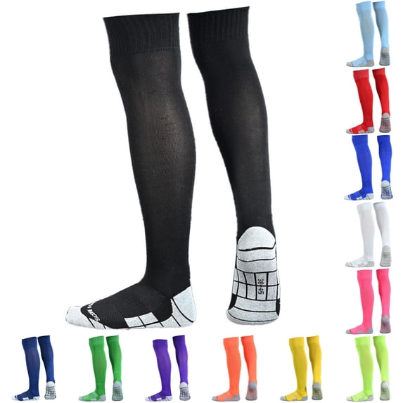 Kids Soccer Socks Striped Knee High Tube Socks Football Uniform Sports Socks for Boys Girls 6-12 Years